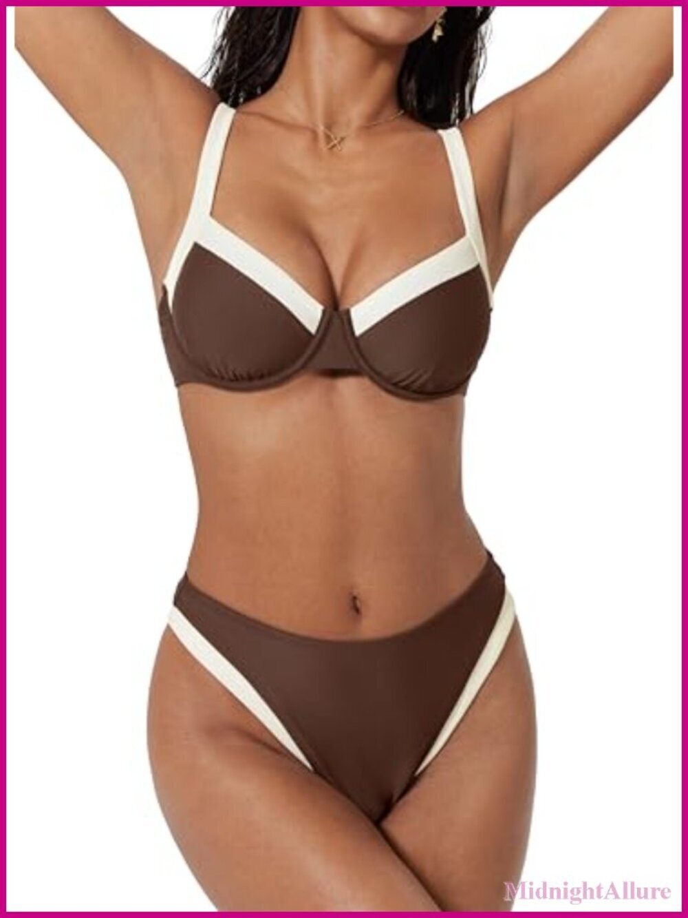Color Block Underwire Bikini Set High Waisted Bathing Suit